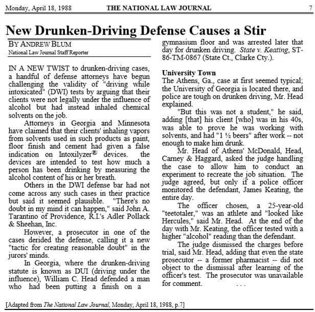 DUI Defense Causes a stir